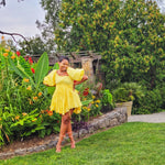 Load image into Gallery viewer, Miss Lady yellow ruched dress
