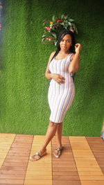 Load image into Gallery viewer, Muiticolor stripe bodycon dress

